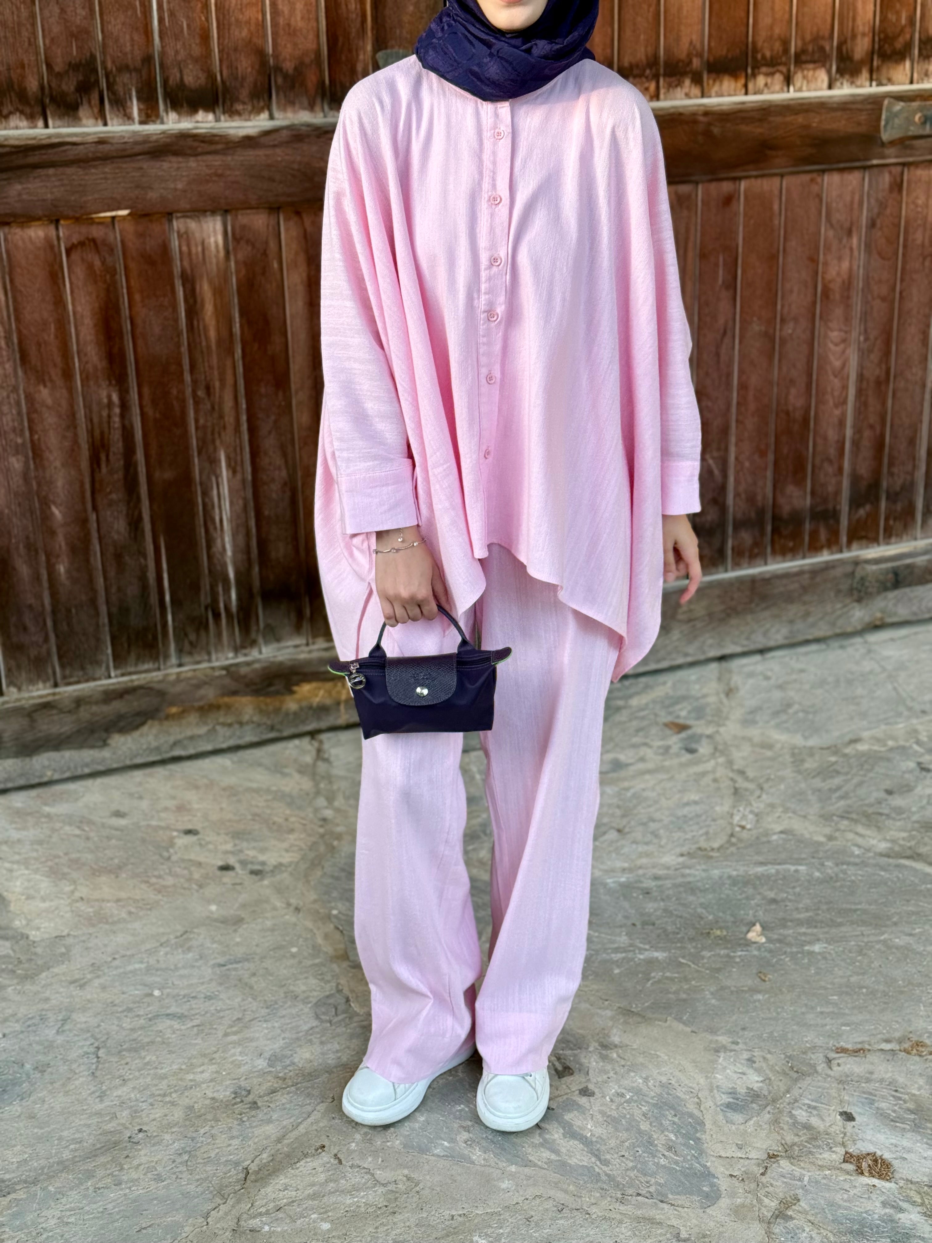 Yarasa Keten Takım Pembe