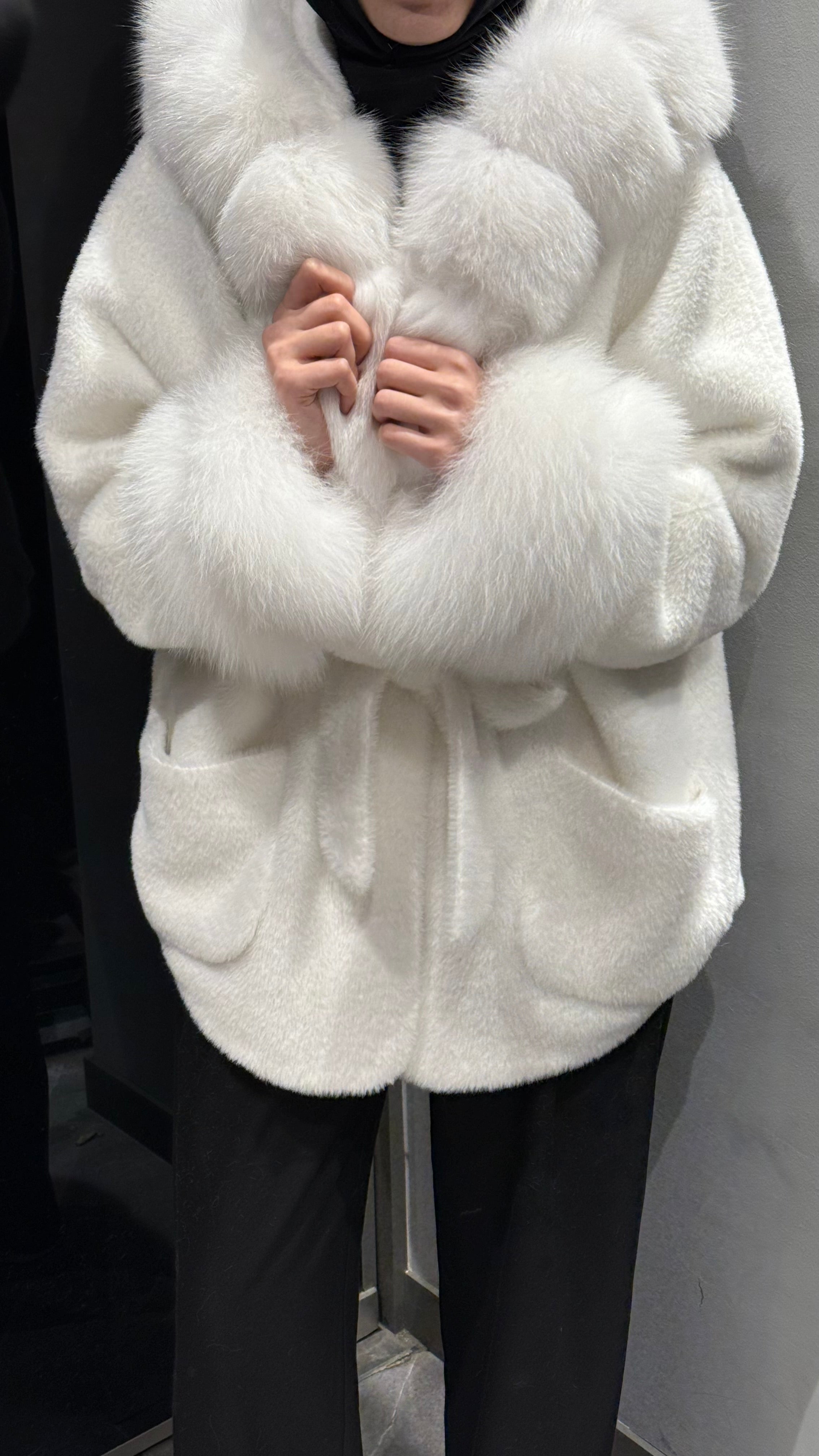 BEYAZ BLOOM KURK - nuha collection