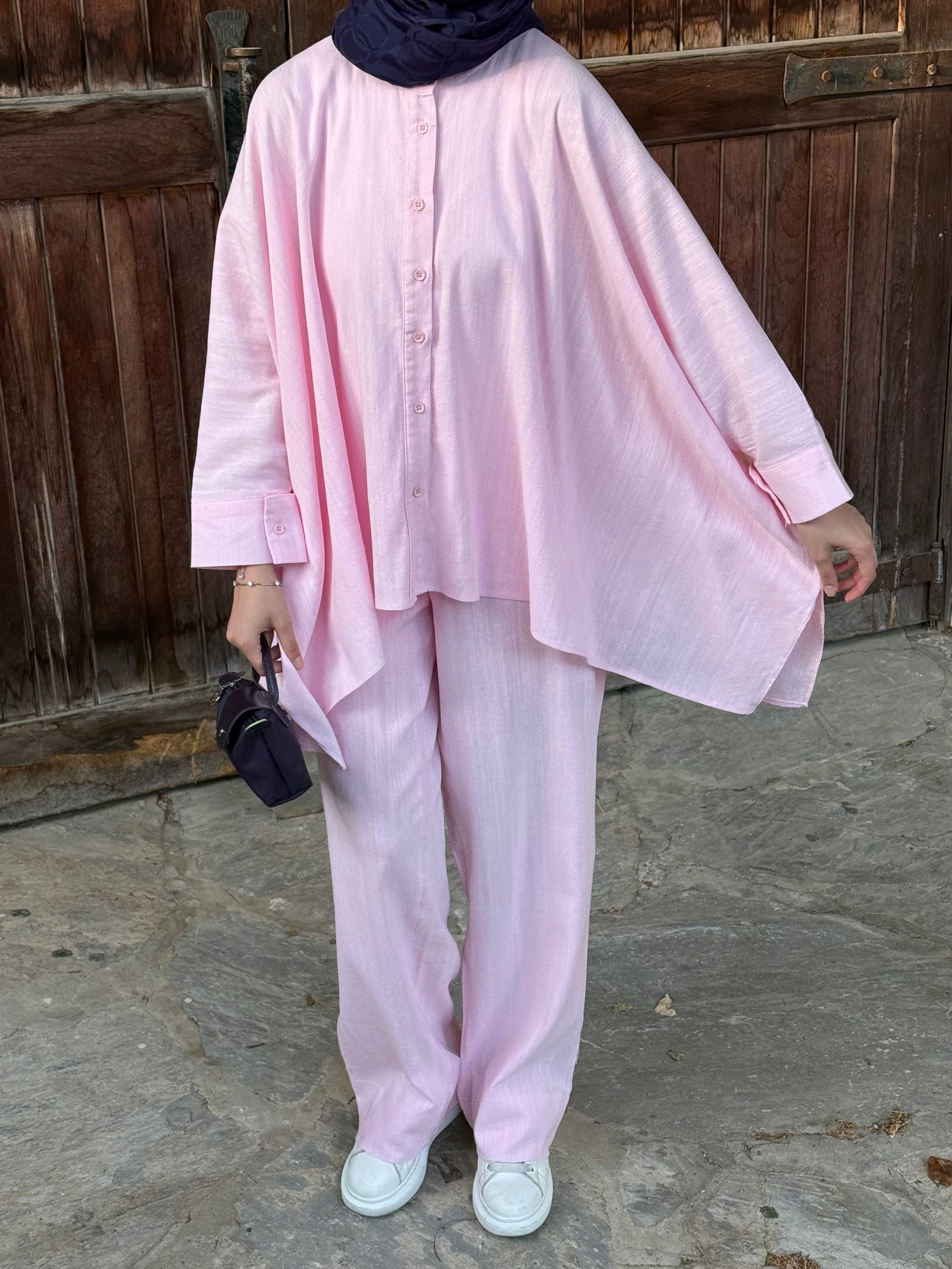 Yarasa Keten Takım Pembe