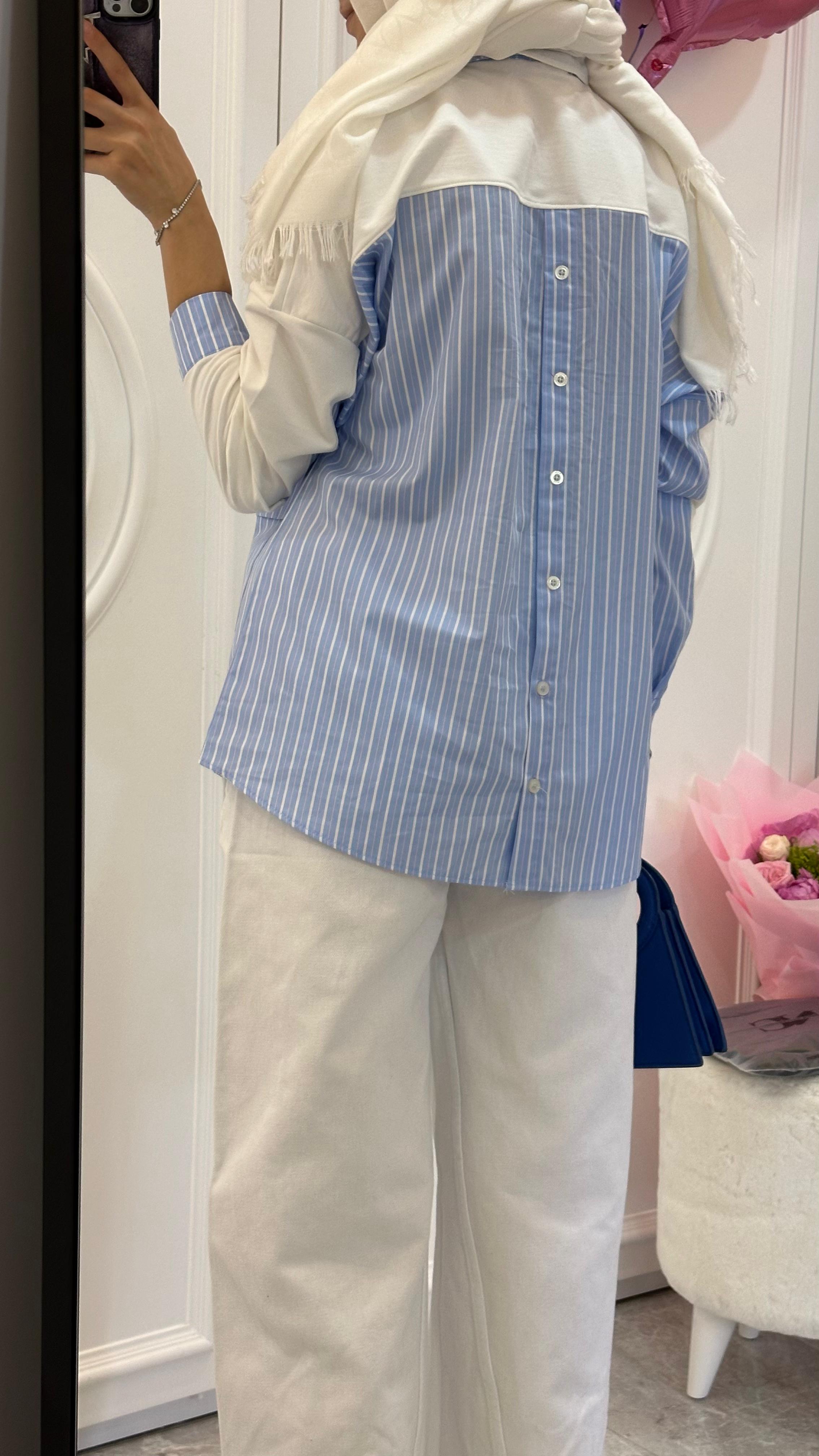 CIZGILI SWEAT GOMLEK / PACA DETAYLI KOL PANTOLON - nuha collection