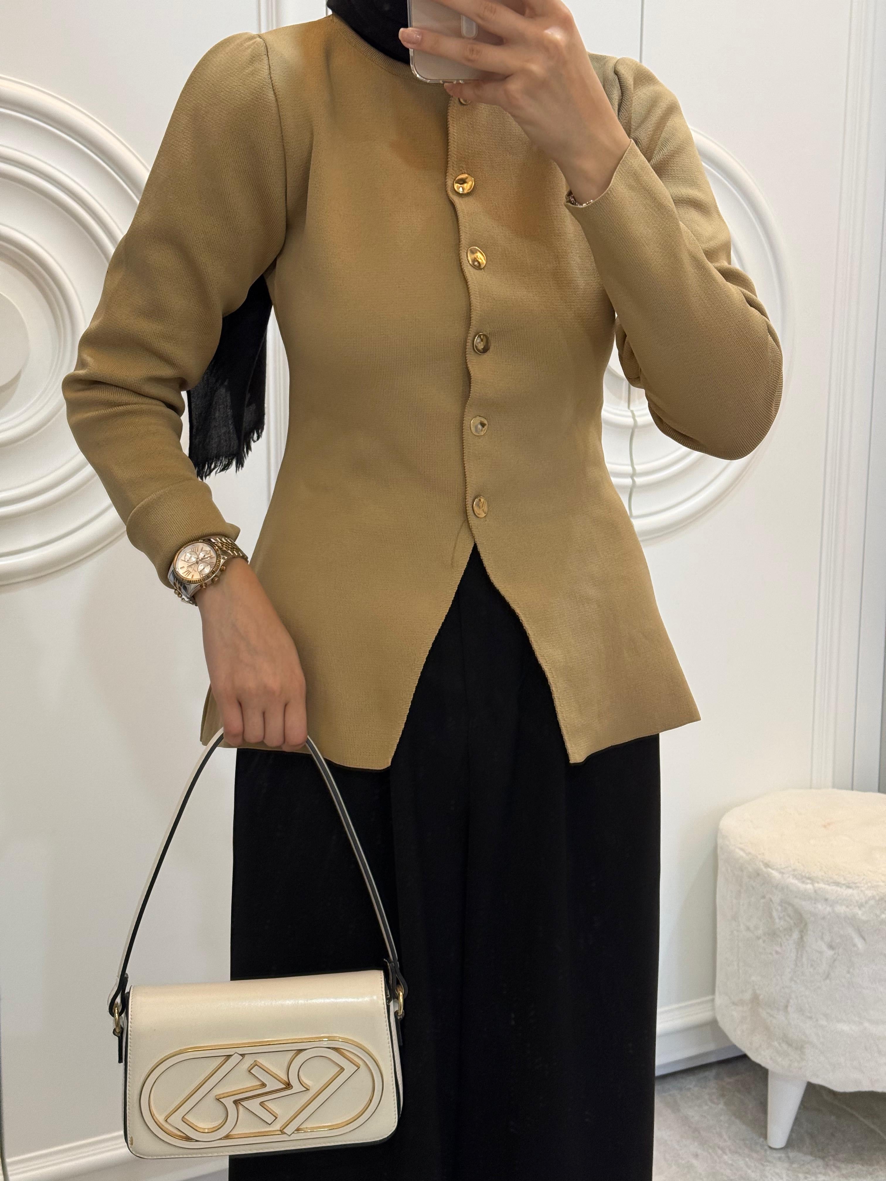 TRIKO BELDEN OTURMALI HIRKA ( BORDO - LACIVERT - CAMEL ) - nuha collection