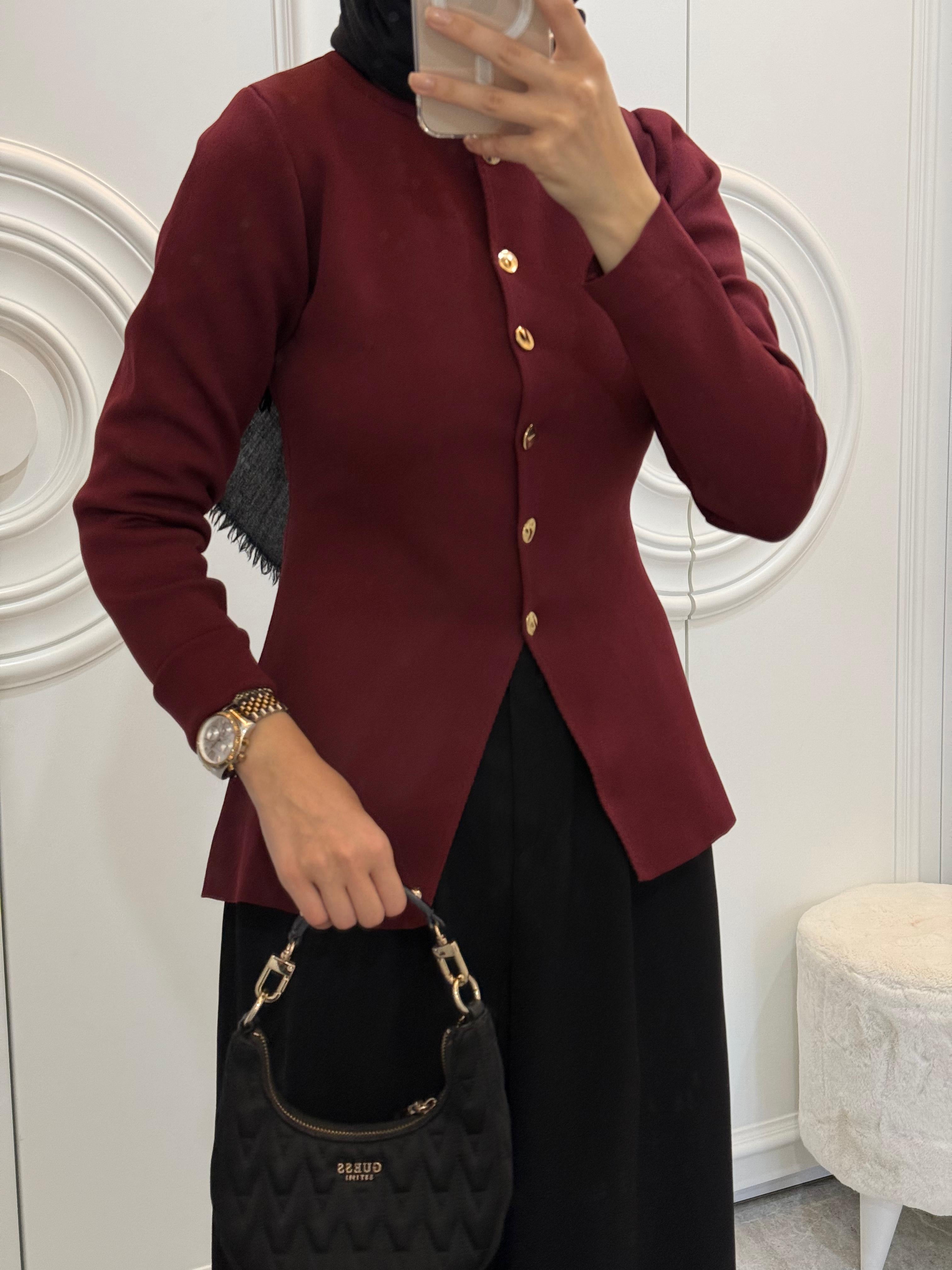 TRIKO BELDEN OTURMALI HIRKA ( BORDO - LACIVERT - CAMEL ) - nuha collection