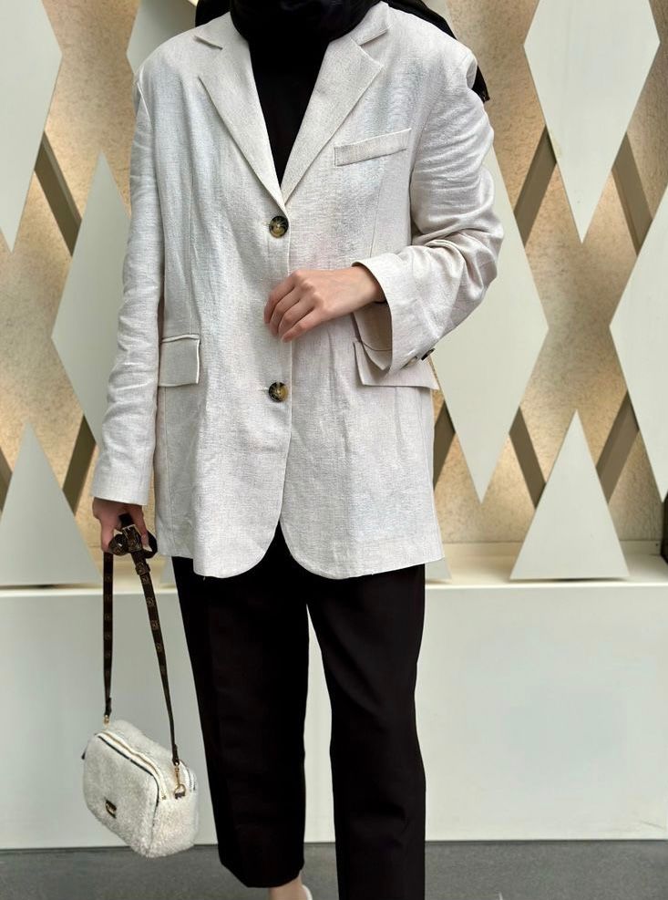 KETEN BLAZER BEJ CEKET - nuha collection