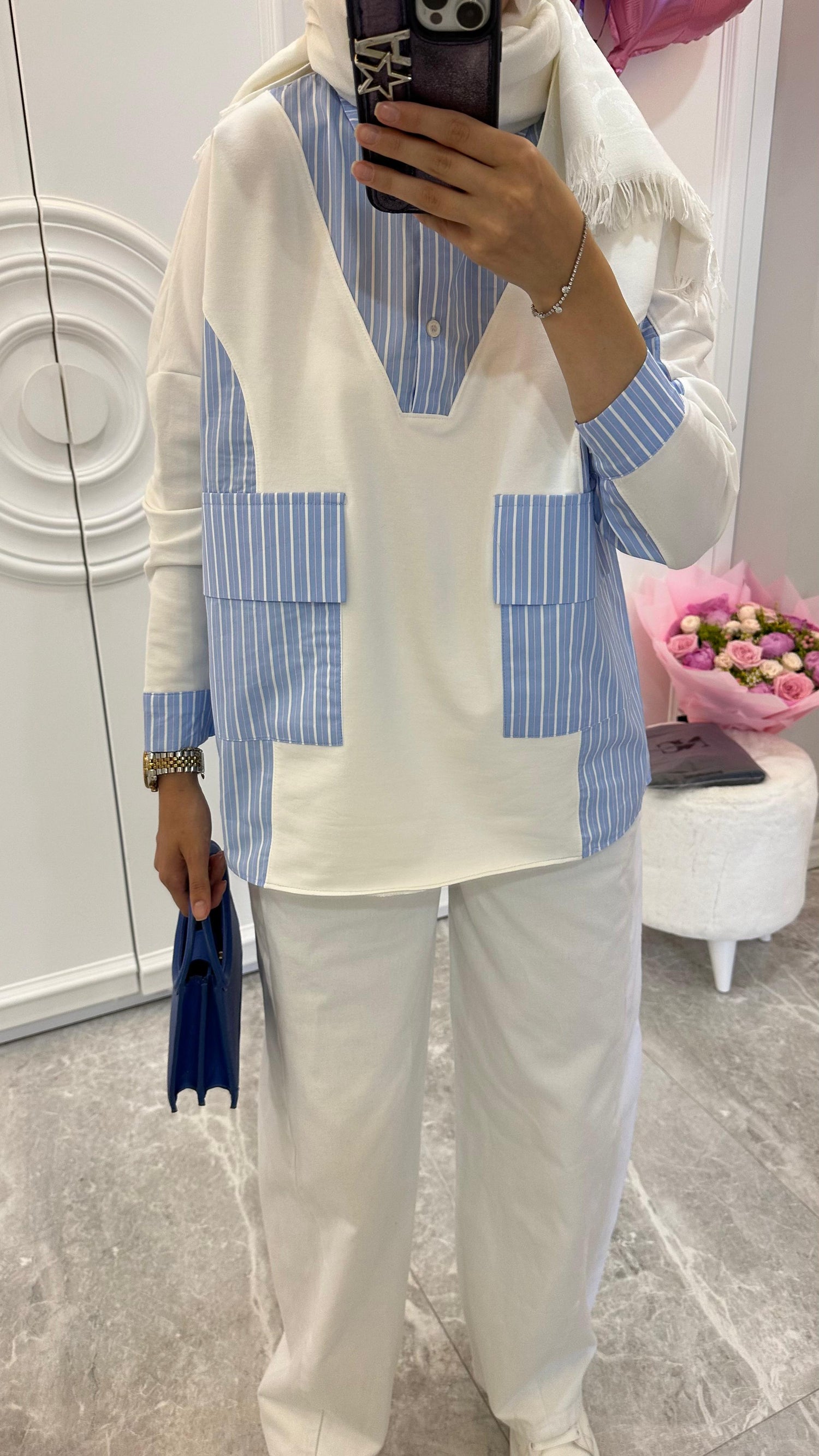 CIZGILI SWEAT GOMLEK / PACA DETAYLI KOL PANTOLON - nuha collection