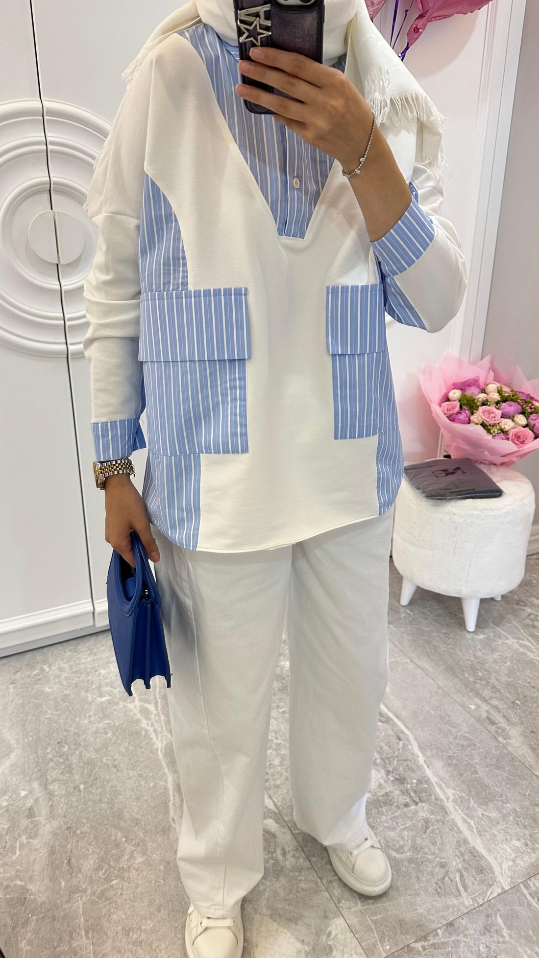 CIZGILI SWEAT GOMLEK / PACA DETAYLI KOL PANTOLON - nuha collection