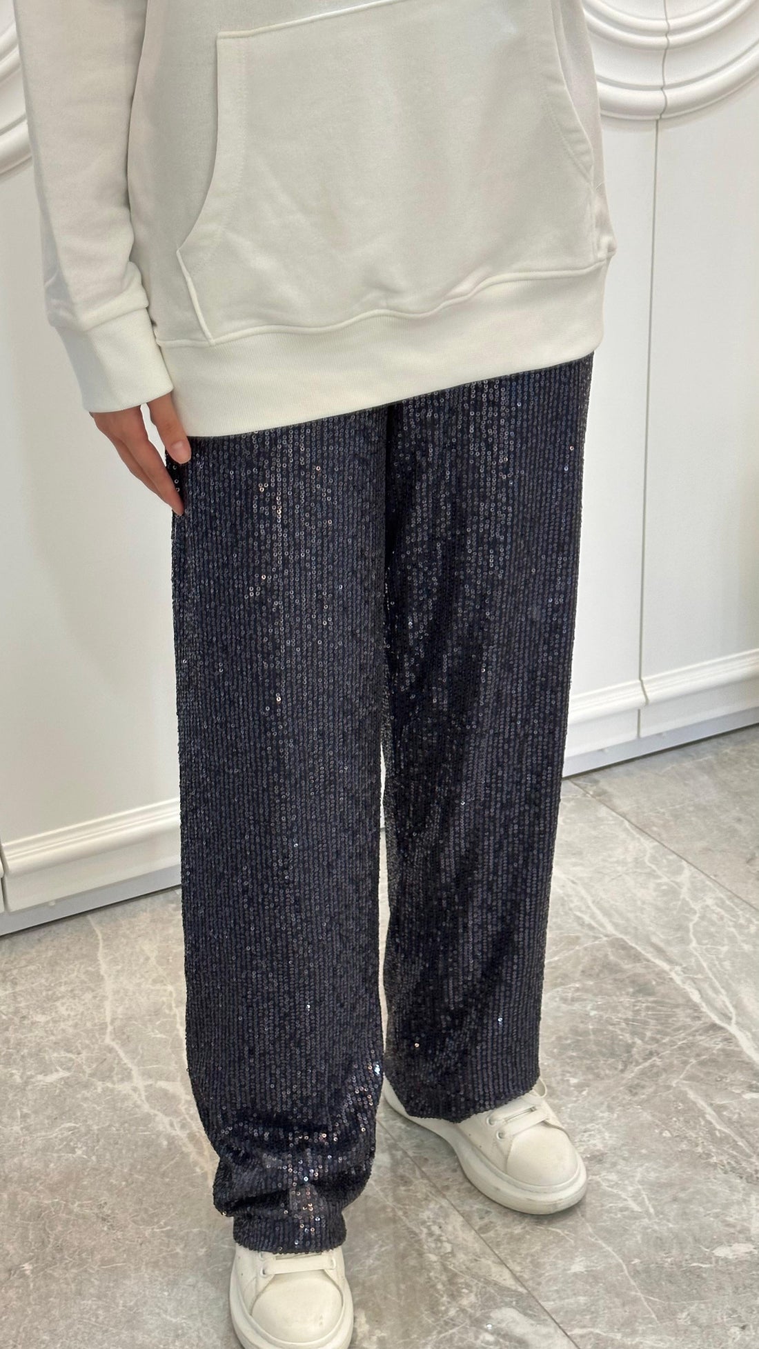 PAYETLI PANTOLON LACIVERT - nuha collection